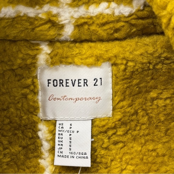NEW Forever 21‎ Contemporary Luxury Citron Ivory Faux Shearling Coat Jacket - Picture 8 of 16